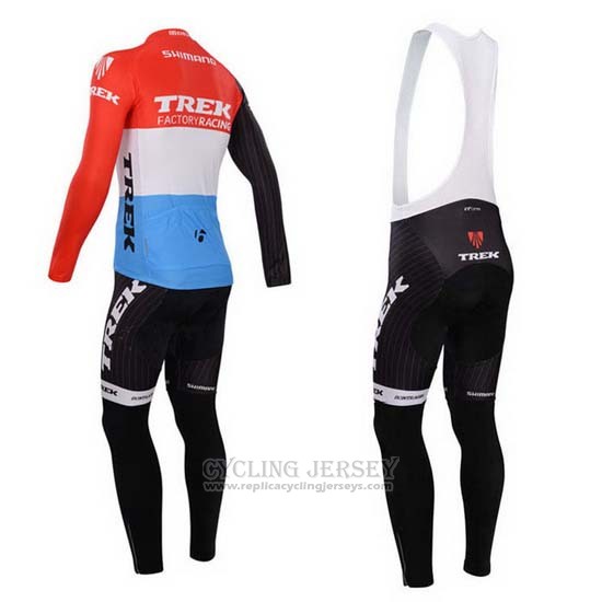 2014 Cycling Jersey Trek Factory Racing Red and White Long Sleeve and Bib Tight